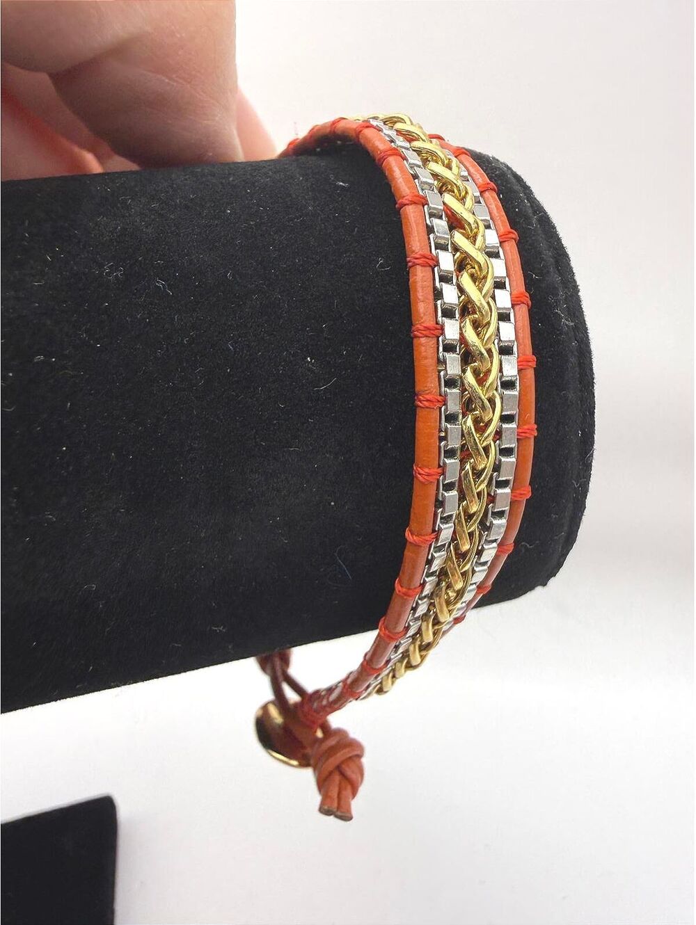 Stella & Dot Multi-Chain Leather Wrap Bracelet